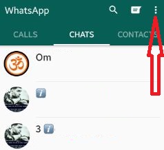 Tap on three vertical dots in WhatsApp app