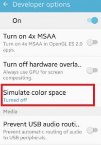 Turn off Simulate color space