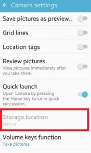 change camera storage location android