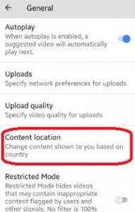 change content location Youtube android