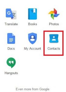 Click in Contacts in Google account