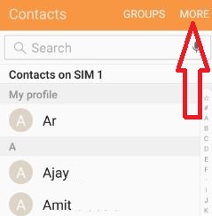 Contacts More option