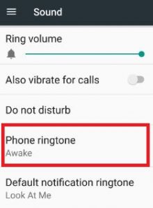 Default phone ringtone in Moto G4 plus