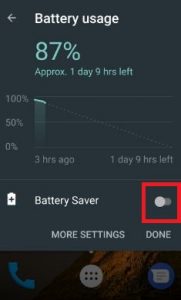 Disable battery saver on android Nougat 7.0 & 7.1