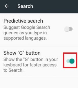 Enable G button on android Nougat 7.0