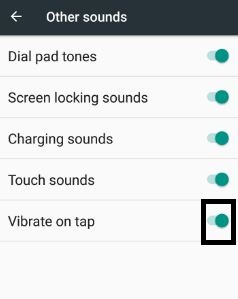 Enable vibrate on tap sound on android 7.0