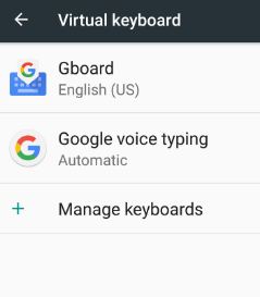 Gboard under virtual keyboard settings