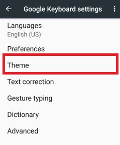 Google Keyboard theme settings on Nougat