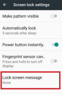 Lock screen message on android Nougat 7.0
