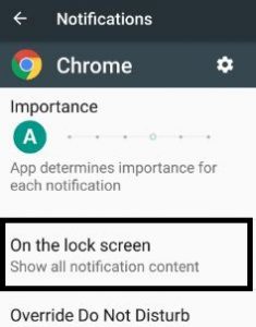 On the lock screen content settings android N