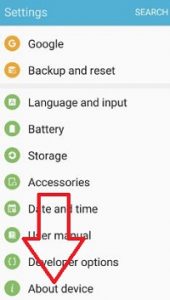 Open About Device in phone settings