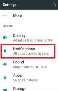 Open notifications in nougat settings