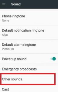 Other sounds under sound settings