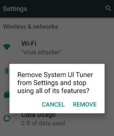 Remover o sintonizador de IU do sistema Android Nougat