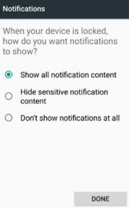 Set notifications settings when device is locked