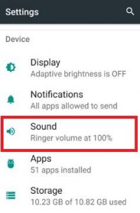 Sound under settings in Android 7.0 Nougat
