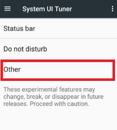 System UI tuner settings in Android 7.0