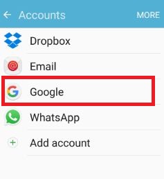 Tap on Google under accounts section