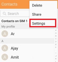 Tap on Settings under contact