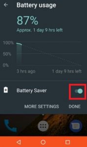 Turn on battery saver on Android 7.0
