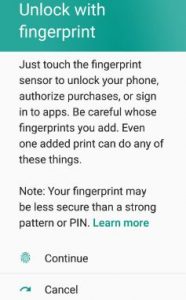 Unlock with fingerprint sensor