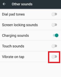 disable vibrate on tap android Nougat