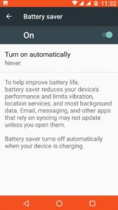 enable battery saver on android 7.0
