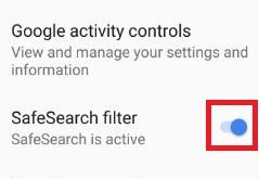enable safe search filter on Google