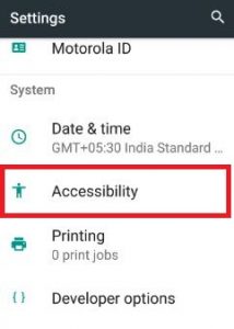 Accessibility under system sections