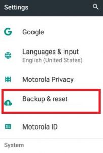 Backup & reset android phone 7.0 Nougat