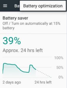 Battery optimization settings in android 7.0 Nougat