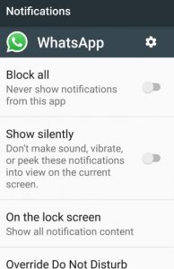 Individual app notifications settings in nougat