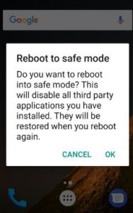 Reboot to safe mode android nougat phone