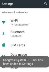System UI tuner added to settings on android