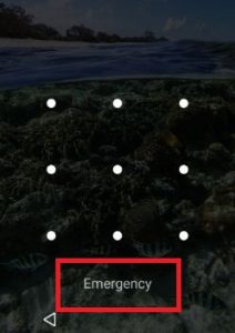 Tap on Emergency from android lock screen