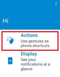 Tap on action in Moto app