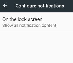 Tap on on the lock screen in configure notifications