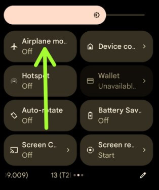 Turn Airplane Mode Off and On to Fix No SIM card detected issues Android