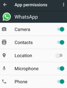 WhatsApp app permission on android phone