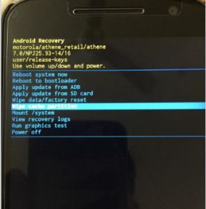 Wipe cache partition on pixel Moto G4 plus