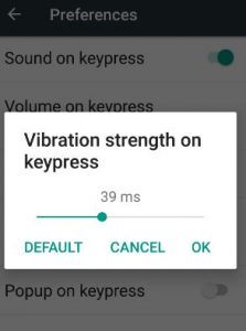 disable keyboard vibration android