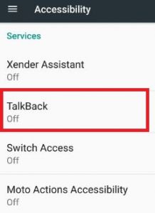 tap on talkback under accessibility settings