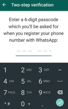 6 digit passcode WhatsApp app security