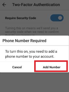 Add phone number to enable security