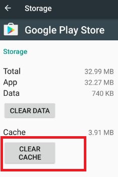 Clear cache Google play store Instagram
