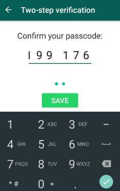 Confirm WhatsApp passcode on android device