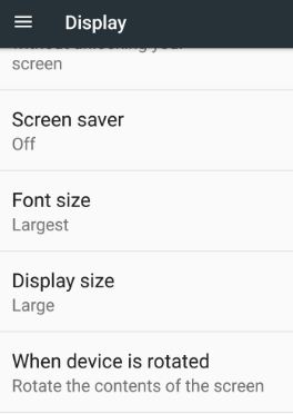 Display settings on nougat 7.0 phone