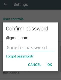 Enter Google Password in app purchases