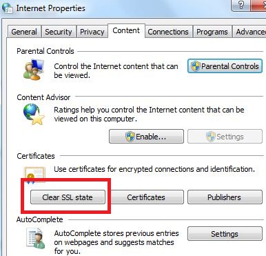 Fix SSL connection error Google Chrome