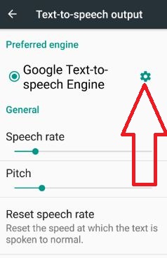 Google Text-to-speech engine settings in android 7